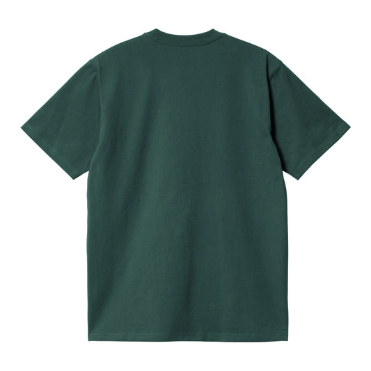 Carhartt WIP University Script T-Shirt Botanic/White. Foto da parte da frente.