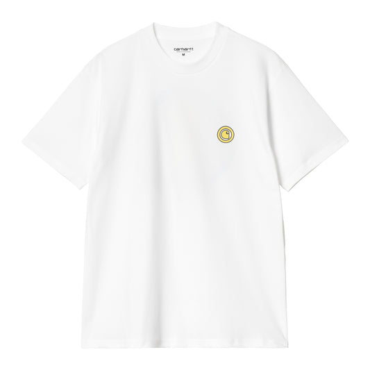Carhartt WIP Zipper Short Sleeve T-Shirt White. Foto da parte da frente.