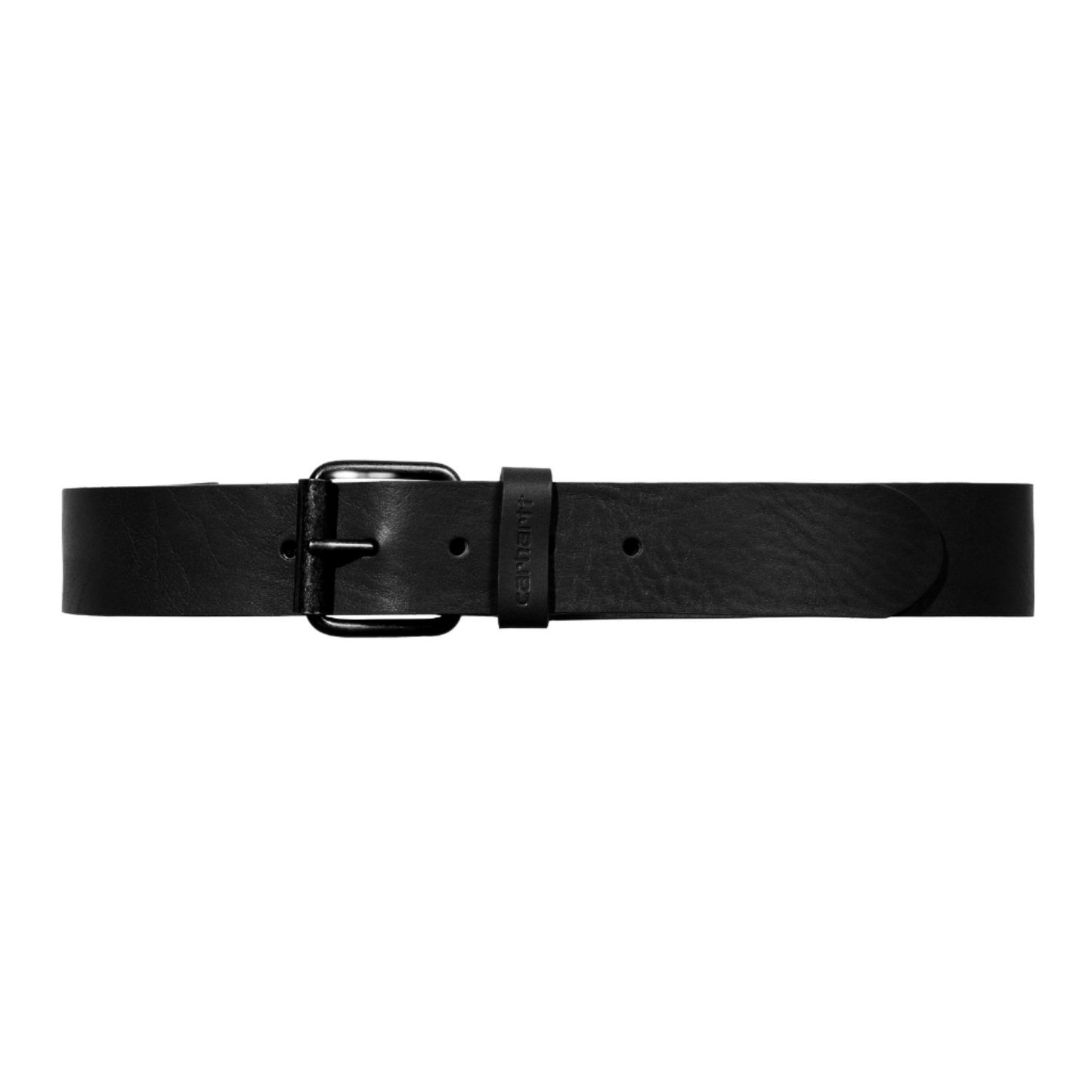 Carhartt WIP Script Belt Black/Black. Foto do produto em condição de uso.