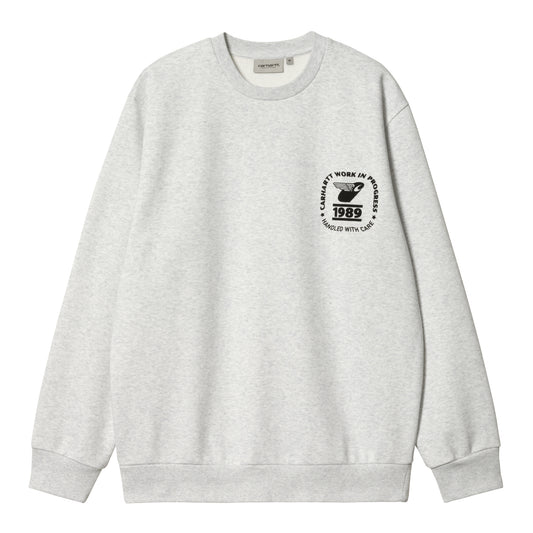 Carhartt WIP Stamp State Sweat Ash Heather/Black. Foto da parte da frente.