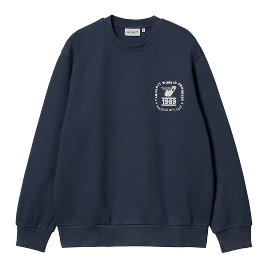Carhartt WIP Stamp State Sweat Blue/Grey. Foto da parte da frente.