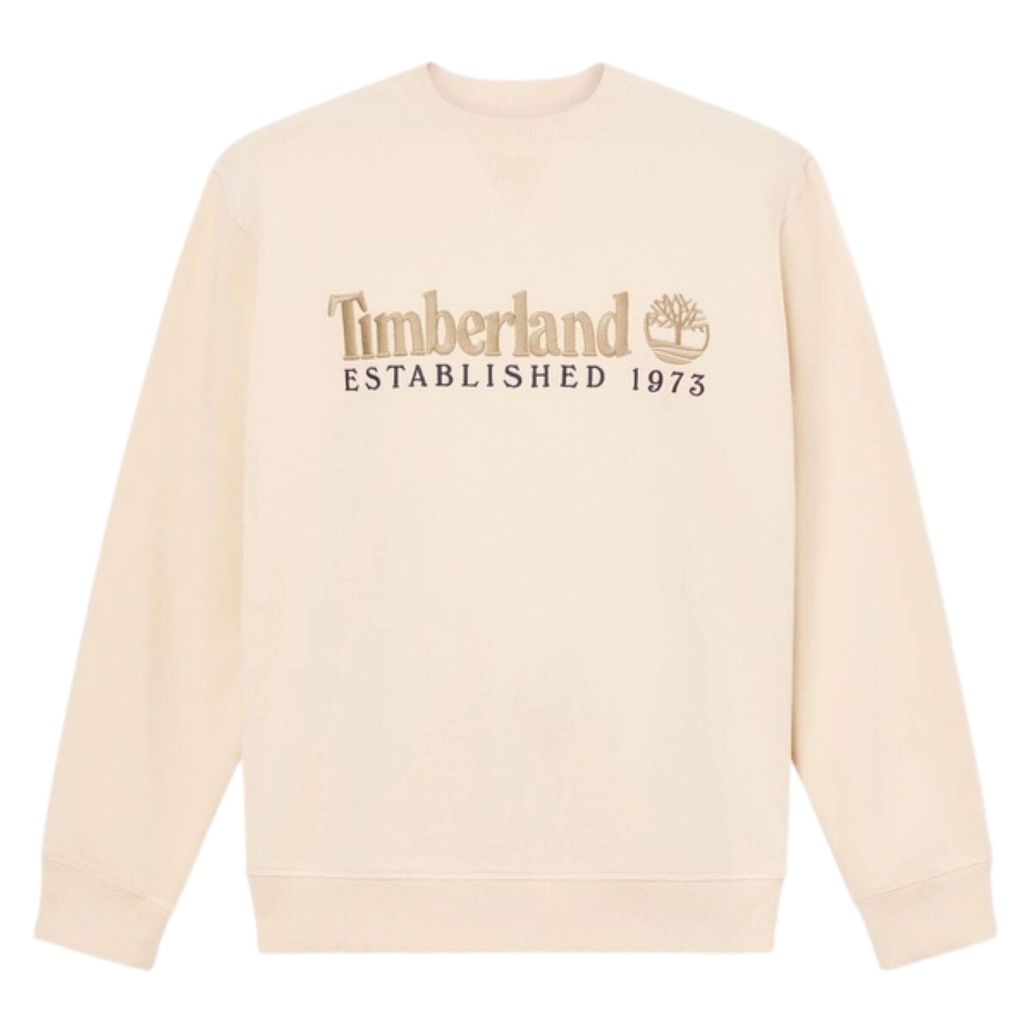 Sweat para homem Timberland Established 1973 Embroidered Logo em Putty. Foto da parte da frente.