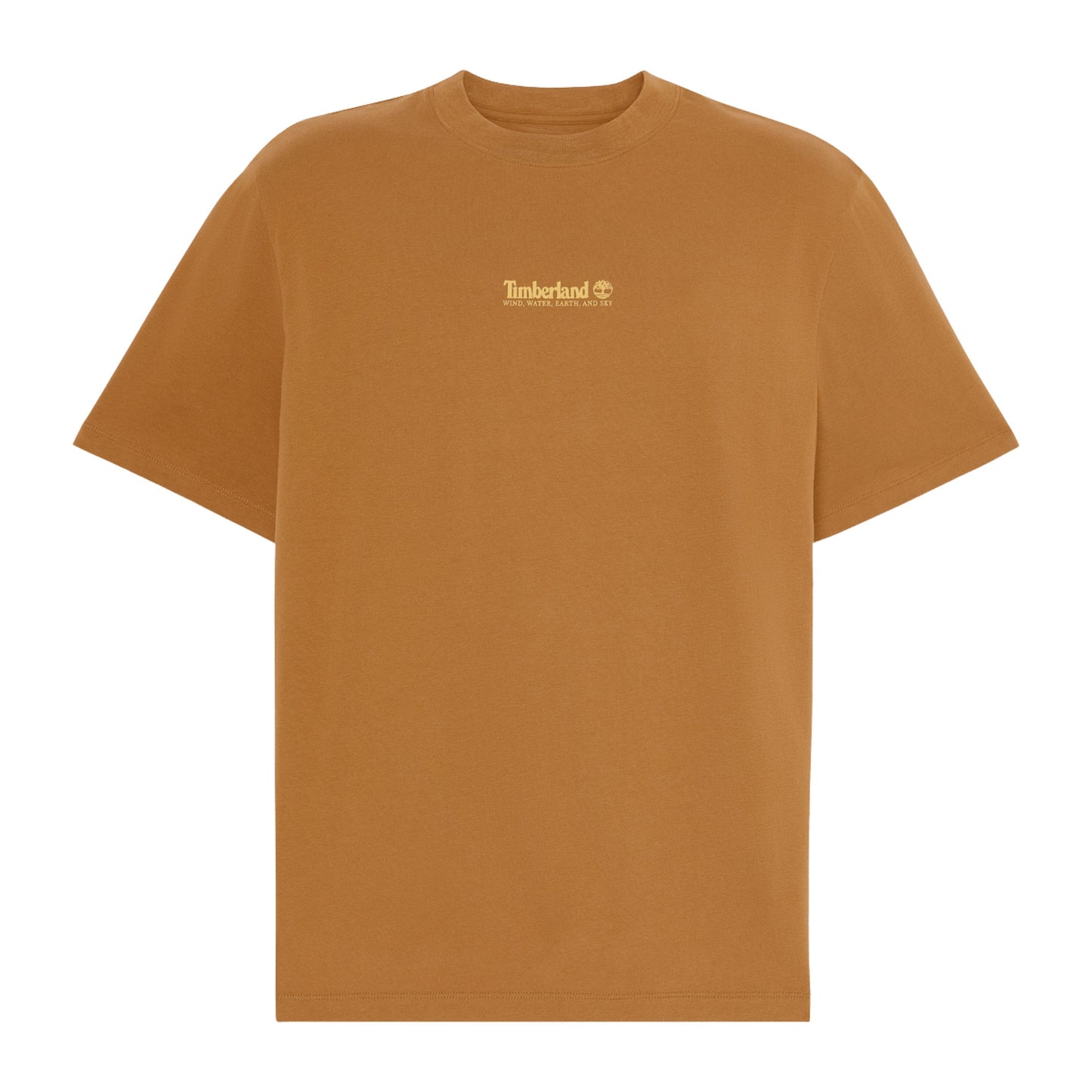 T-Shirt de manga curta unissexo Timberland Triple Tree Graphic em Dark Wheat Boot. Foto da parte da frente.