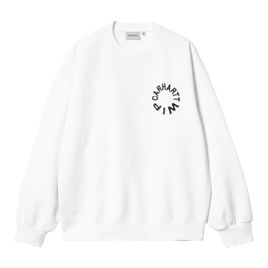 Carhartt WIP Work Varsity Sweat White/Black. Foto da parte da frente.