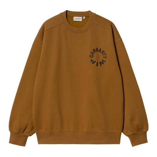 Carhartt WIP Work Varsity Sweat Deep Hamilton Brown/Black. Foto da parte da frente.