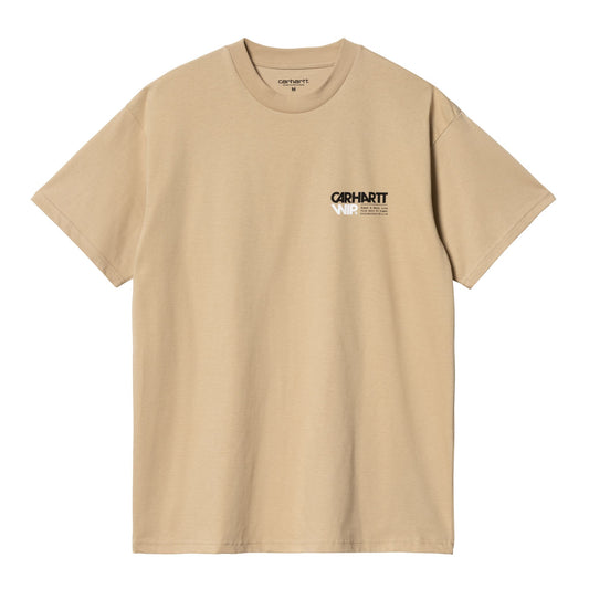 Carhartt WIP Short Sleeve Contact Sheet T-Shirt Sable. Foto da parte da frente.