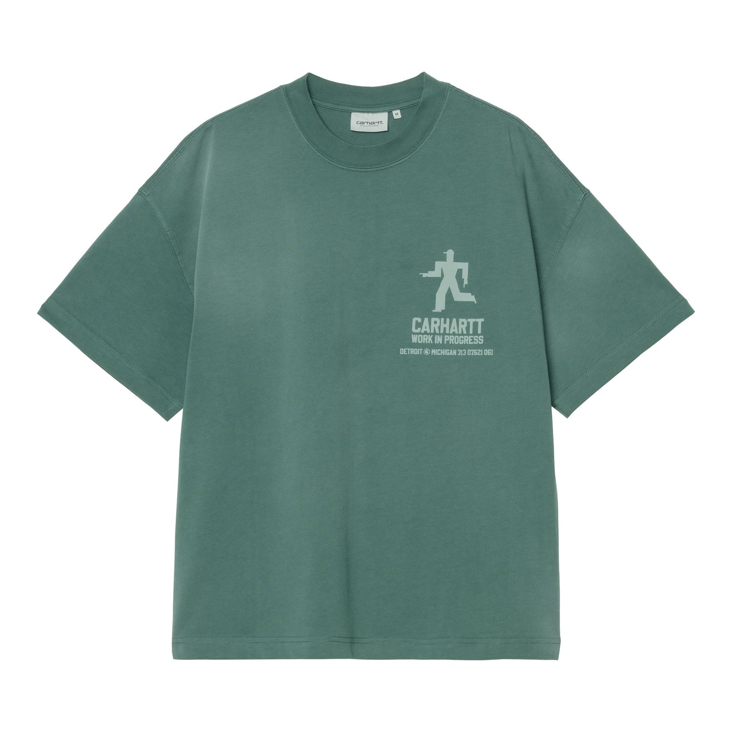 T-Shirt de manga curta para homem Carhartt WIP Distance em Dark Fir Stone Dyed. Foto da parte da frente.