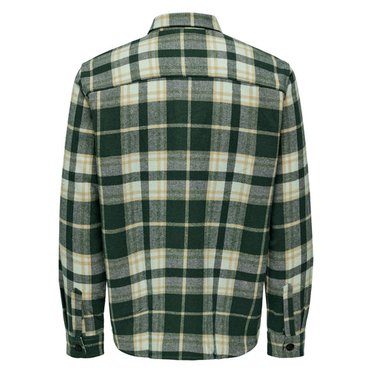 Only & Sons Milo Lifestyle Overshirt Check Lush Meadow. Foto da parte de trás.