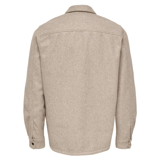 Only and Sons Ash Overshirt Woolen Look Chinchilla. Foto da parte de trás.