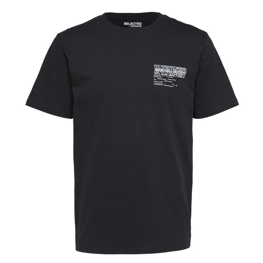 Selected Homme Relax Ajax Print O-Neck T-Shirt Black. Foto da parte da frente.