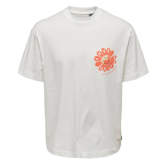 Only & Sons Smiley Relaxed T-Shirt Cloud Dancer. Foto da parte da frente.