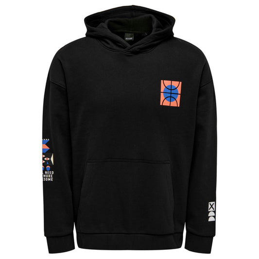 Only & Sons Lenny Relaxed Wonder Hoodie Sweat Black. Foto da parte da frente.