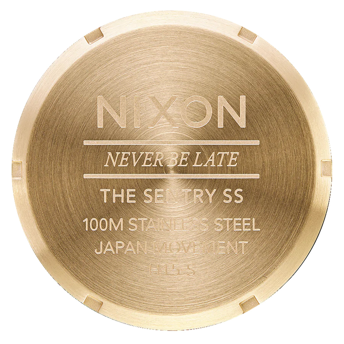 Nixon Sentry SS Oxblood Sunray/Gold. Foto da tampa traseira.