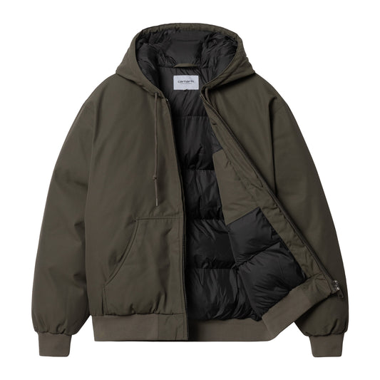 Carhartt WIP Active Cold Jacket Cypress. Foto da parte da frente aberto.