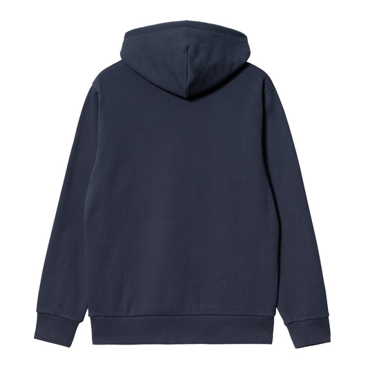 Carhartt WIP Hooded Script Embroidery Sweat Enzian/White. Foto da parte de trás.