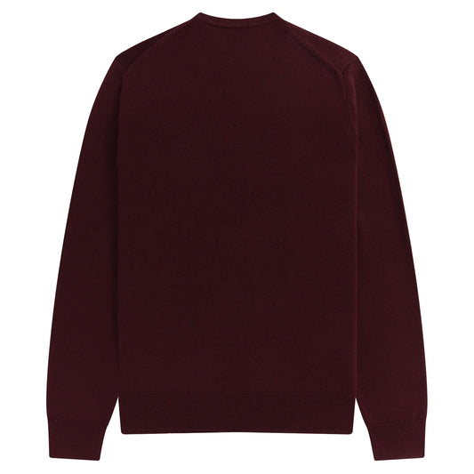 Fred Perry Classic Crew Neck Jumper Oxblood. Foto da parte de trás.