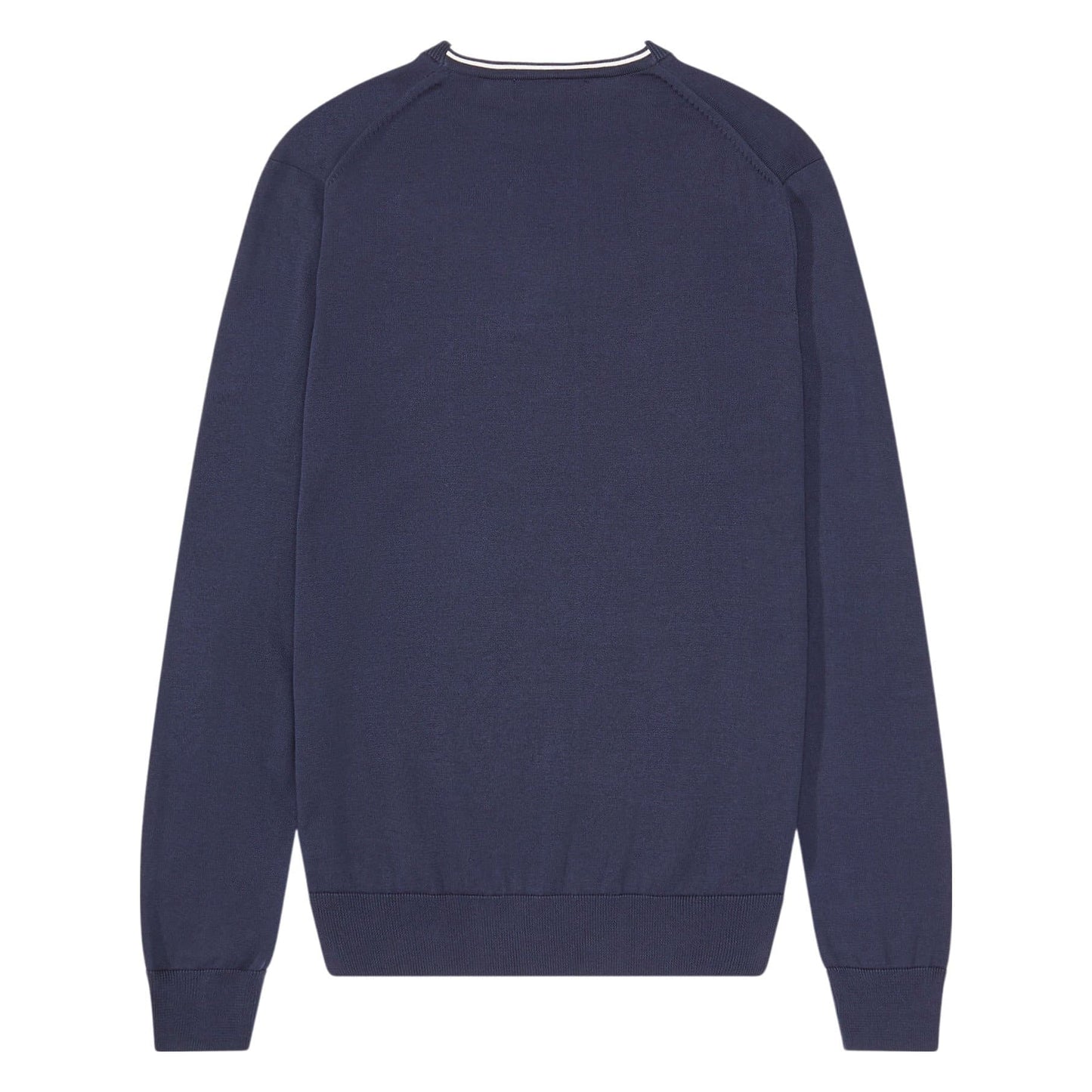 Camisola de homem em malha azul marinho Fred Perry Classic Crew. Foto de costas.