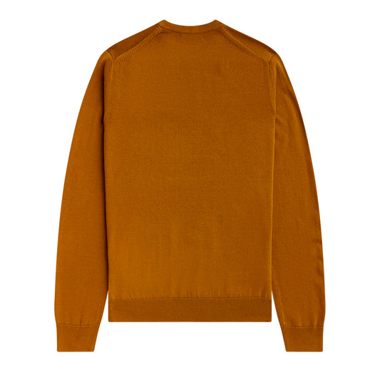 Fred Perry Classic Crew Neck Jumper Dark Caramel. Foto de trás.