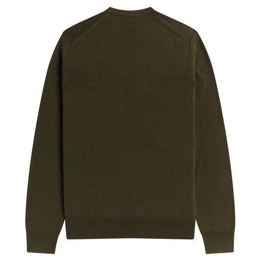 Fred Perry Classic Crew Neck Jumper Uniform Green. Foto da parte de trás.