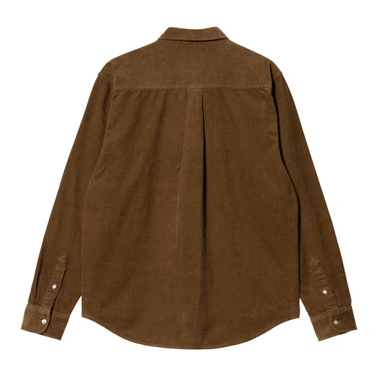 Carhartt WIP Madison Cord Shirt Hamilton Brown/Black. Foto da parte de trás.