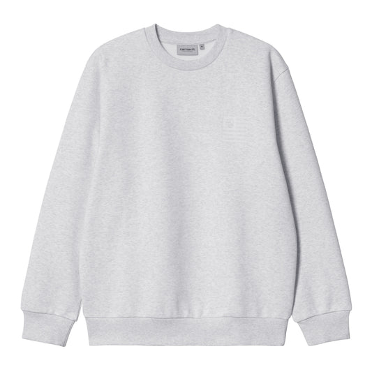 Carhartt WIP Label State Flag Sweat Ash Heather/White. Foto da parte da frente.