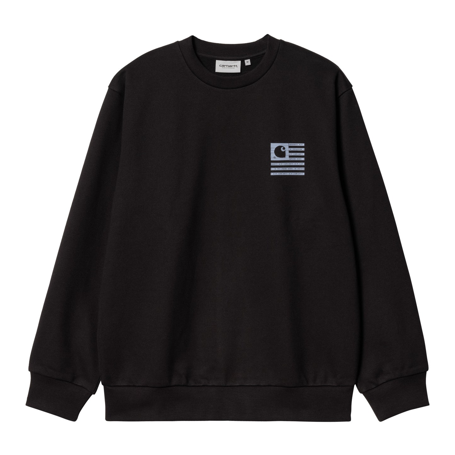 Carhartt WIP Label State Flag Sweat Black/Misty Sky. Foto da parte da frente.
