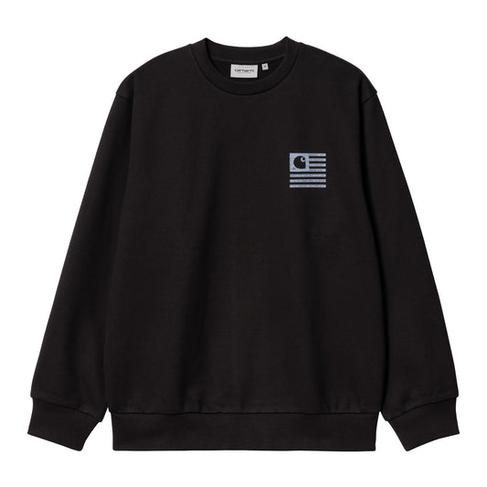 Carhartt WIP Label State Flag Sweat Black/Misty Sky. Foto da parte da frente.