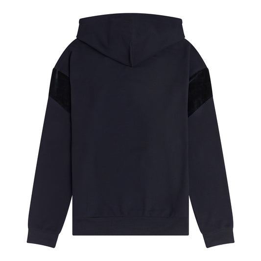 Fred Perry Velour Panel Hooded Sweatshirt Navy. Foto de costas.