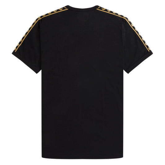 Fred Perry Gold Taped Ringer T-Shirt Black. Foto de trás.