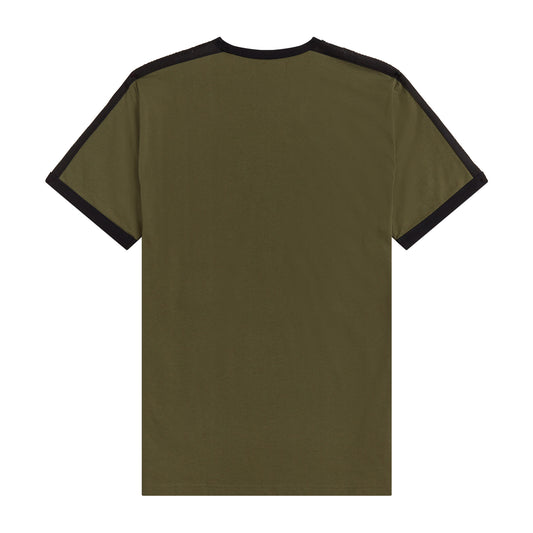 Fred Perry Tonal Tape Ringer T-Shirt Military Green. Foto de trás.