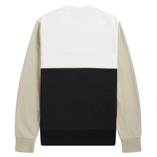 Fred Perry Colour Block Sweatshirt Light Oyster. Foto da parte de trás.
