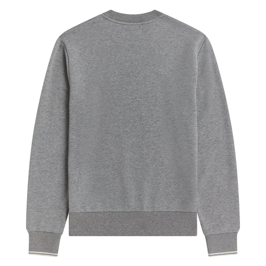 Fred Perry Crew Neck Sweatshirt Steel Marl/Snow White/Snow White. Foto de trás.