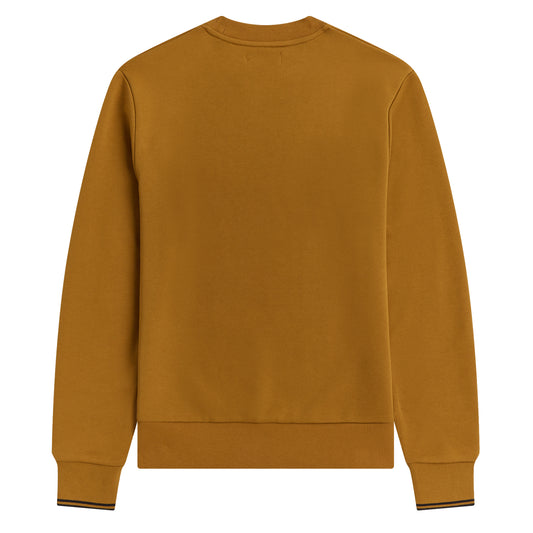 Fred Perry Crew Neck Sweatshirt Dark Caramel/Black. Foto de costas.