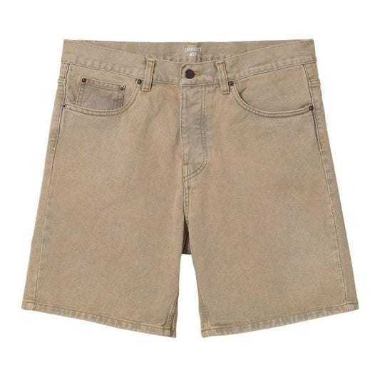 Carhartt WIP Newel Short em Blue com lavagem Sand Bleached. Foto de frente.