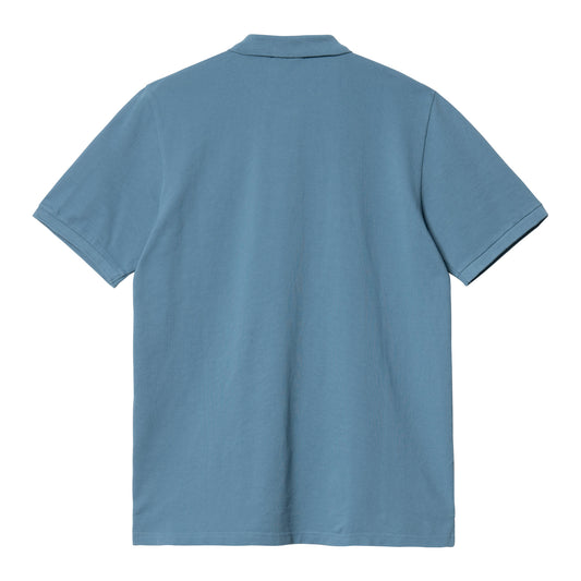 Carhartt WIP Chase Pique Polo Icy Water/Gold. Foto de trás.