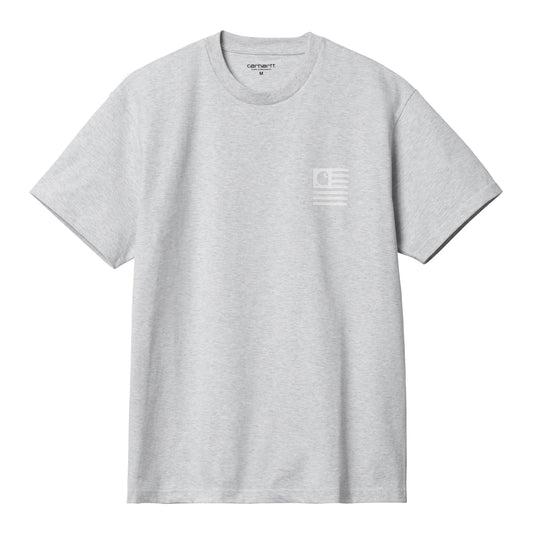 Carhartt WIP Label State Flag T-Shirt Ash Heather/White. Foto da parte da frente.