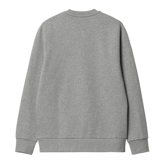 Carhartt WIP Script Embroidery Sweat Grey Heather/White. Foto da parte de trás.