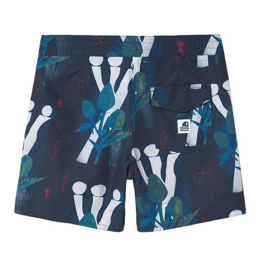 Carhartt WIP Shaka Swim Trunk em Tom Król Flowers Print e Midnight. Foto de trás.