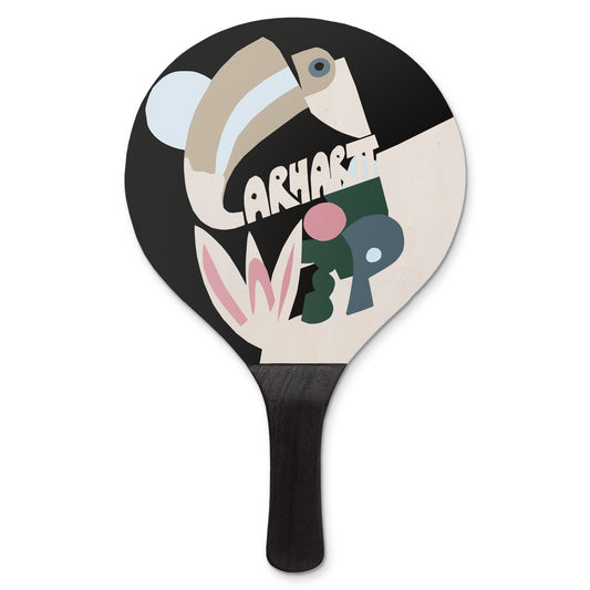 Carhartt WIP Tamas Beach Paddle Game Wood Multicolor. Foto da raquete da parte da frente.