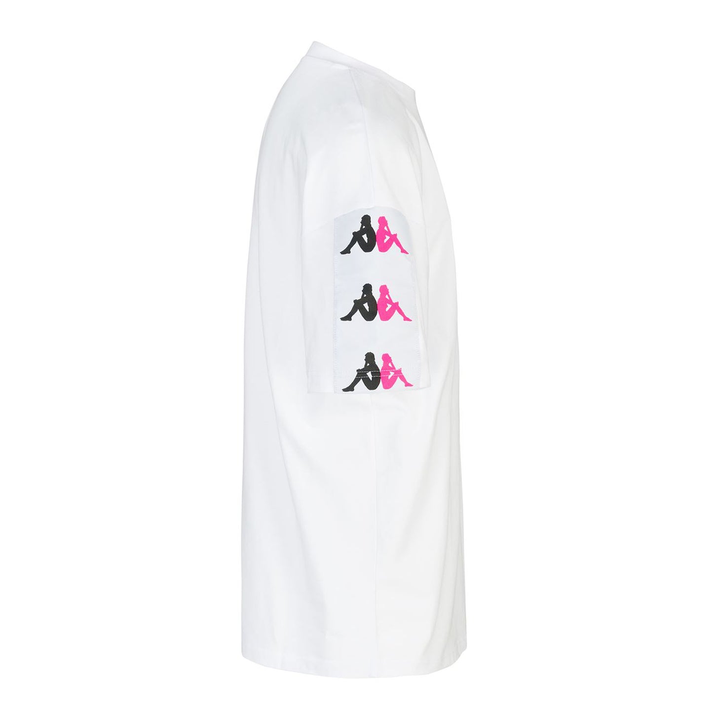 Kappa 222 Banda Lilla T-Shirt White/Black/Raspberry. Foto da lateral.