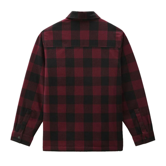 Dickies Sherpa Lined Sacramento Shirt Maroon. Foto da parte de trás.