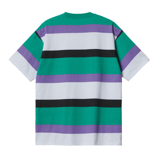 Carhartt WIP Crouser T-Shirt Crouser Stripe, Aqua Green. Foto da parte de trás.