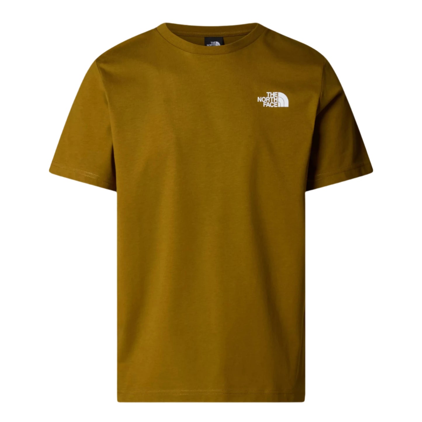 The North Face Redbox Short Sleeve T-Shirt Moss Green/TNF Black. Foto da parte da frente.