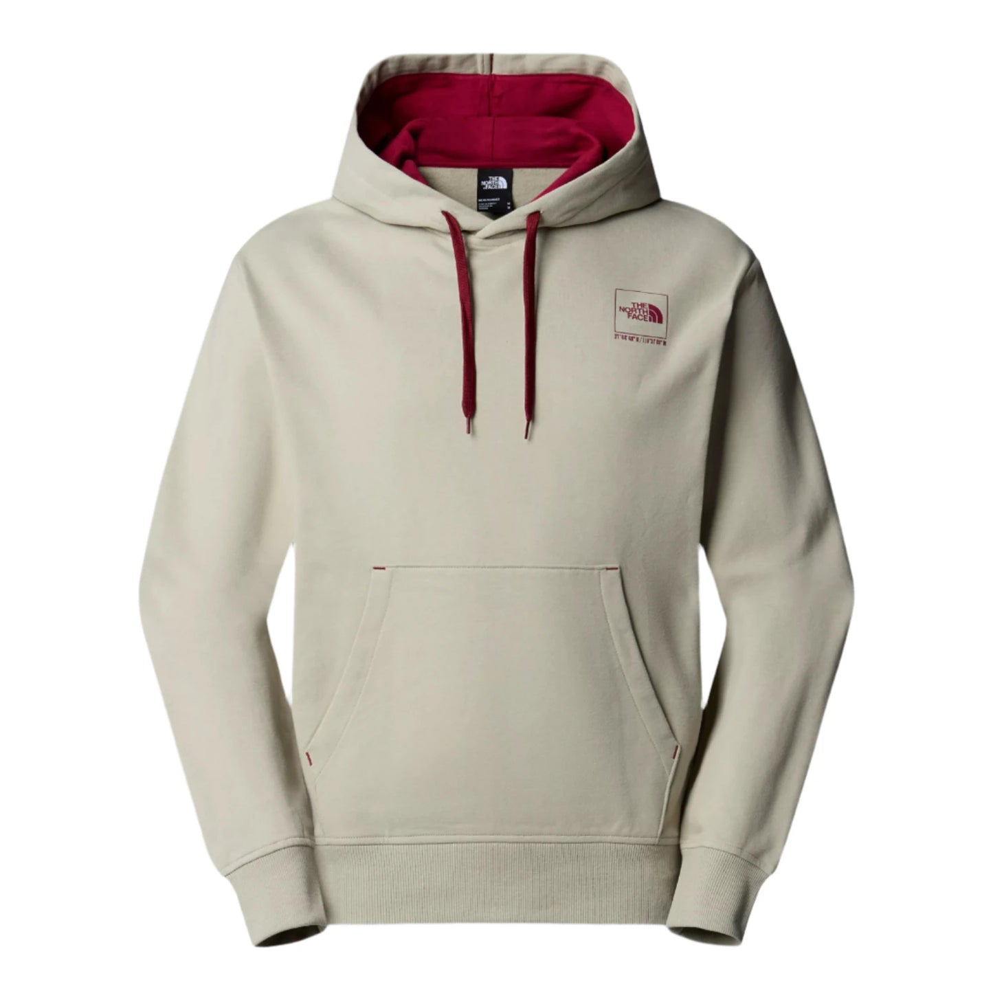 The North Face Coordinates Hoodie Clay Grey. Foto da parte da frente.