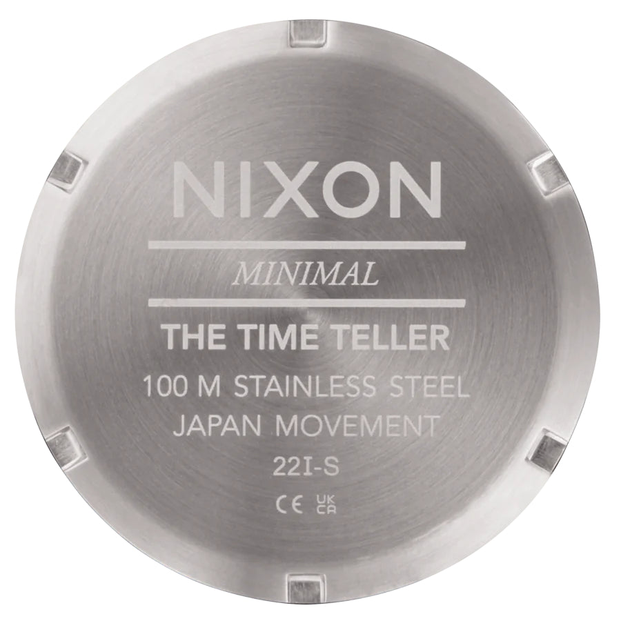 Nixon Time Teller Light Gunmetal/Dusty Blue. Foto da tampa traseira.