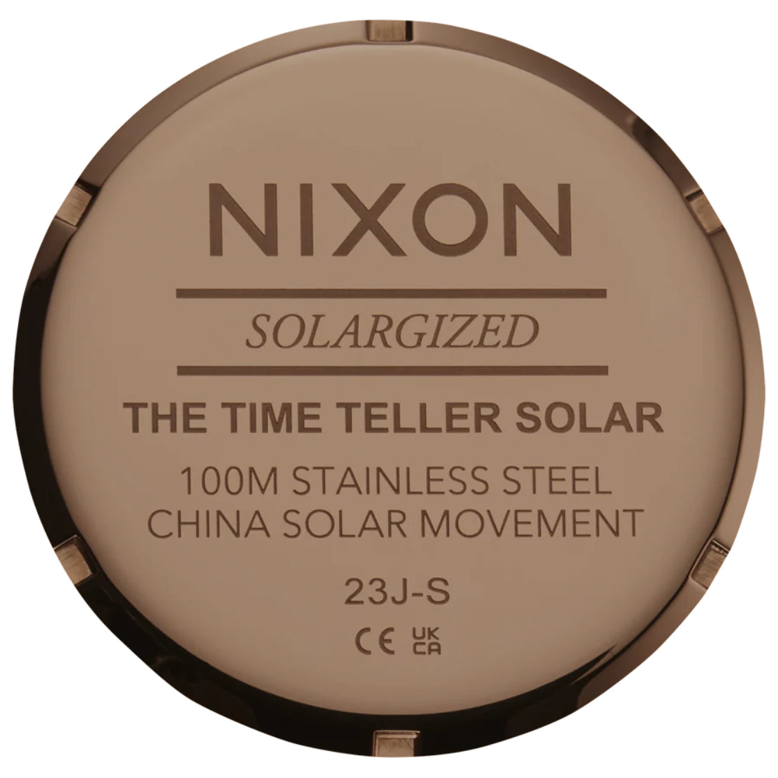 Nixon Time Teller Solar Chocolate/Cappuccino. Foto da tampa traseira.