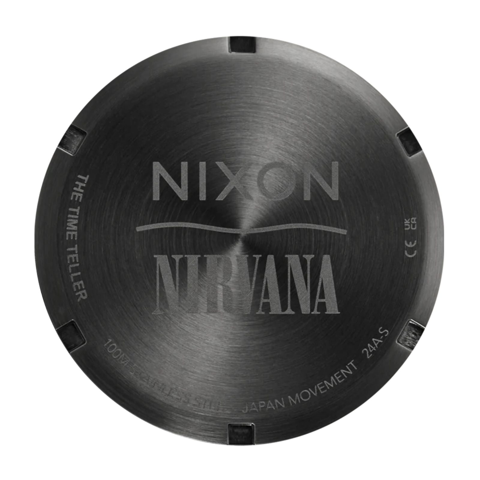 Nixon x Nirvana Time Teller Watch Black Nirvana Smiley Face. Foto da tampa traseira.