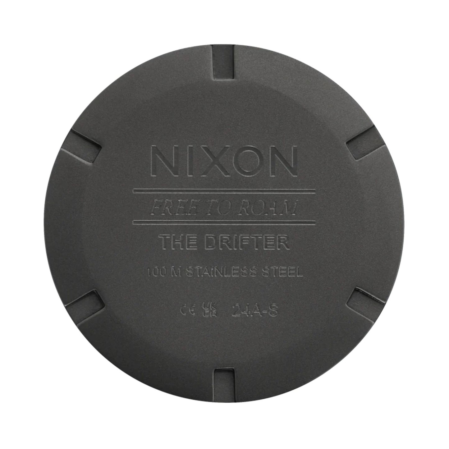 Nixon Drifter 40 Watch Gunmetal/Kobu Green. Foto da tampa traseira.