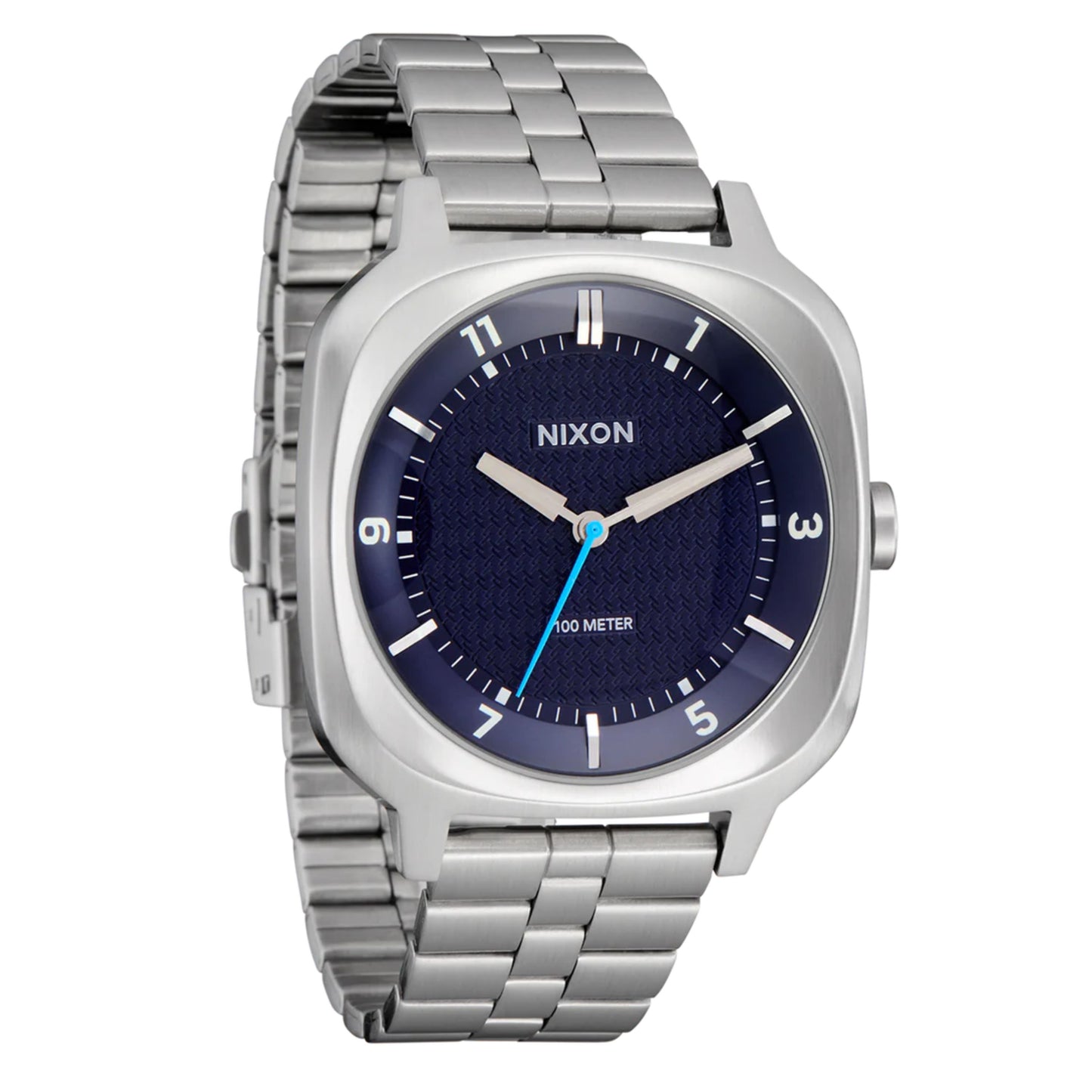 Relógio analógico unissexo Nixon Fremont 40 em Prateado/Midnight. Foto da parte da frente a 3/4.