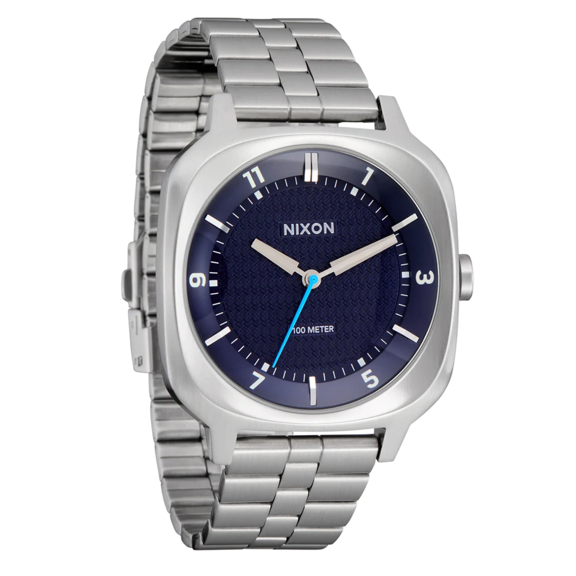 Relógio analógico unissexo Nixon Fremont 40 em Prateado/Midnight. Foto da parte da frente a 3/4.